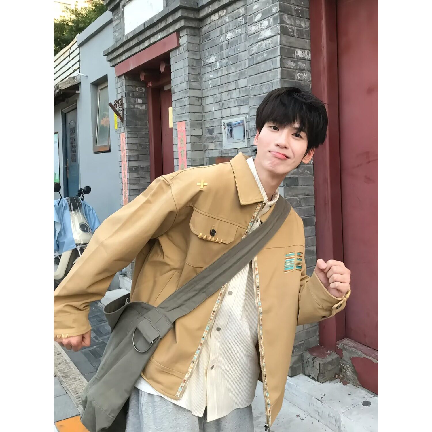 网图美式复古刺绣翻领外套新款宽松工装夹克JKS07-特P68,男装夹克,星座1007（原301D）