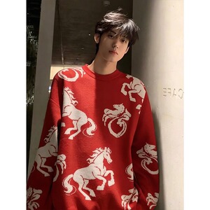 网图马年有钱毛衣男女冬季圆领内搭毛线衣针织衫YM419-特P45图片
