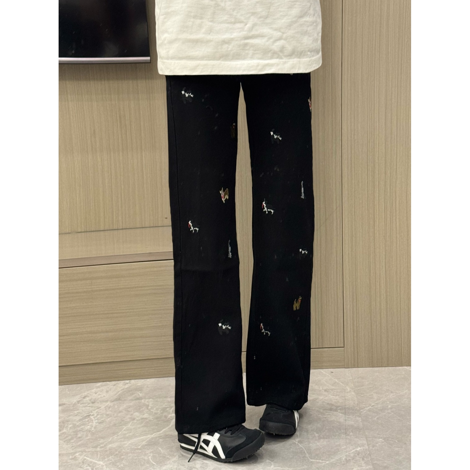 黑色复古趣味小狗刺绣牛仔裤直筒宽松显瘦阔腿裤RN909-特P48，男装牛仔裤，星座1007（原301D）
