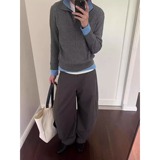 网图假两件双层领长袖毛衣松弛感翻领针织衫外套YM6611-特P65，男装针织衫/毛衣，星座1007（原301D）