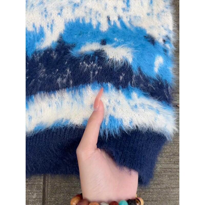 网图蓝色马海毛圣诞毛衣男秋冬高级感撞色针织衫M358-特P65,男装针织衫/毛衣,星座1007（原301D）