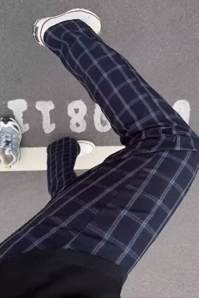何以至此微喇格子裤男款式复古弯刀裤子直筒cleanfit运动休闲裤,男装休闲裤,星座1007（原301D）