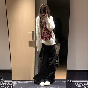 网图日系复古软糯毛衣破洞镂空针织衫宽松YM545-特P50图片