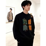 网图新款美式复古毛衣女秋冬款重工刺绣加厚宽松外套YM472-特P50，男装针织衫/毛衣，星座1007（原301D）