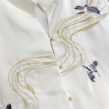 网图新中式立领男女款衬衫长袖飞鹤苏绣刺绣风男MY9606-特P50，男装衬衫，星座1007（原301D）