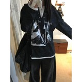 网图假两件卫衣男女同款春秋新款骑士印花宽松长袖T恤XT01-特P42，男装T恤，星座1007（原301D）