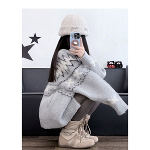 网图美式复古毛衣男圆领费尔岛提花慵懒风针织衫YM1973-特P55，男装针织衫/毛衣，星座1007（原301D）