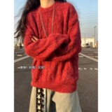 网图美式仿马海毛圆领针织衫秋冬新款宽松套头毛衣MM5823-特P55，男装针织衫/毛衣，星座1007（原301D）