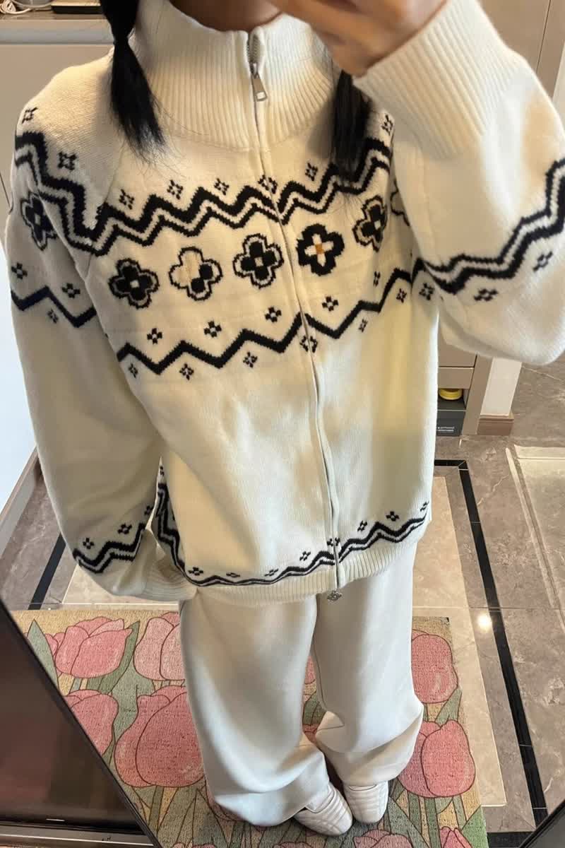 春秋复古加绒毛衣女日系针织开衫新款提花慵懒风百搭宽松外穿上衣,男装针织衫/毛衣,星座1007（原301D）