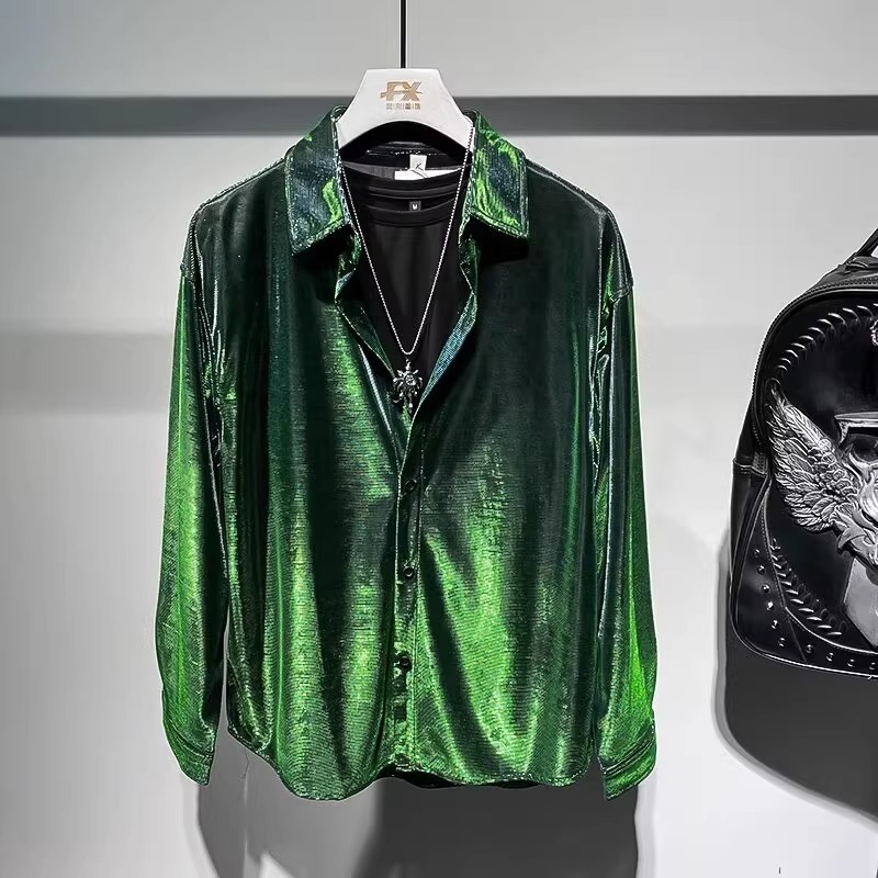 网图未来感液态炫彩偏光衬衫男长袖休闲衬衣QC08-特P40，男装衬衫，星座1007（原301D）