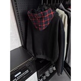 网图格子拼接连帽卫衣男女款复古假两件外套MY808-特P65，女装短外套，星座1007（原301D）