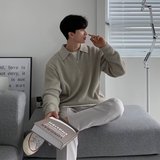 网图轻熟风男装半拉链polo领日系复古翻领针织毛衣男A355-特P48，男装针织衫/毛衣，星座1007（原301D）