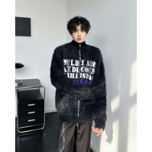 网图美式复古字母开衫毛衣针织衫男女秋冬情侣外套MY9530-特P65图片