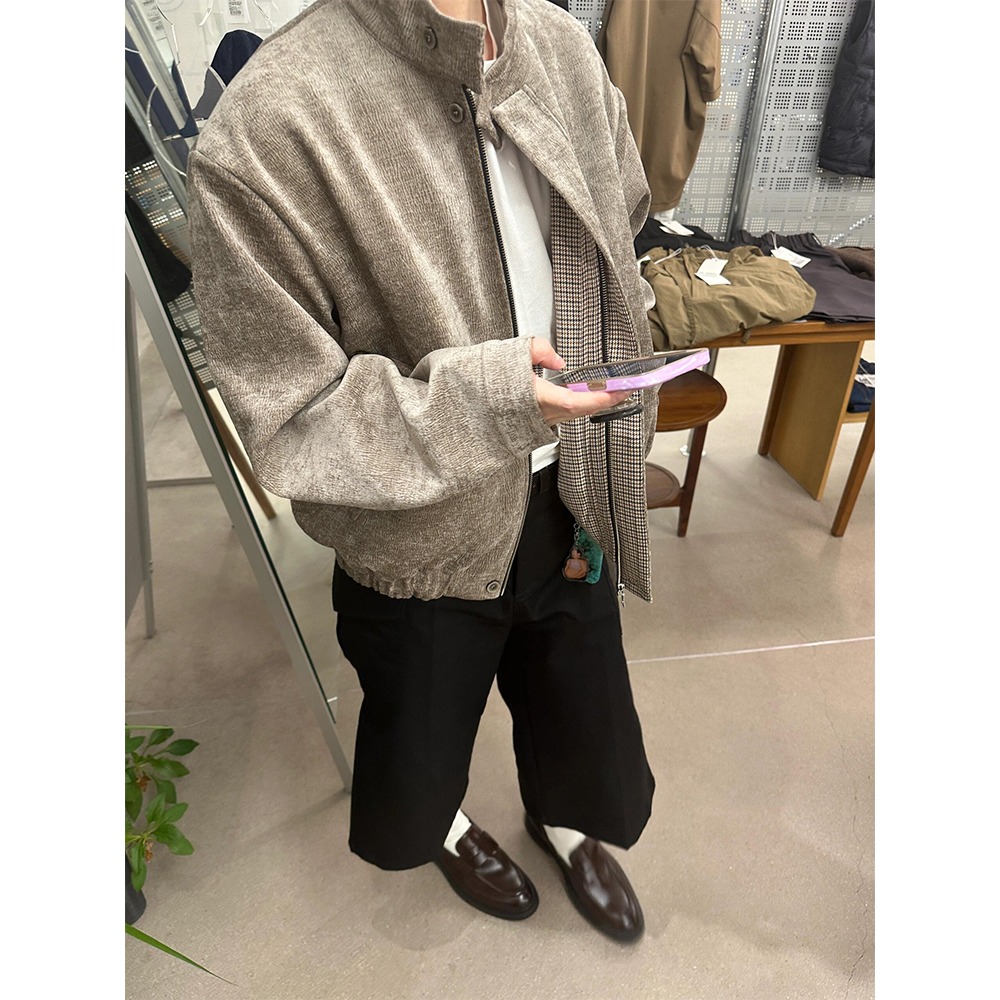 网图美式树纹肌理千鸟格外套男秋冬立领哈灵顿夹克JK6025-特P98，男装夹克，星座1007（原301D）