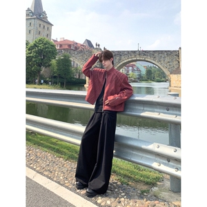 美式复古重工柳钉夹克男女cleanfit休闲情侣短款外套BP1048-特P95图片