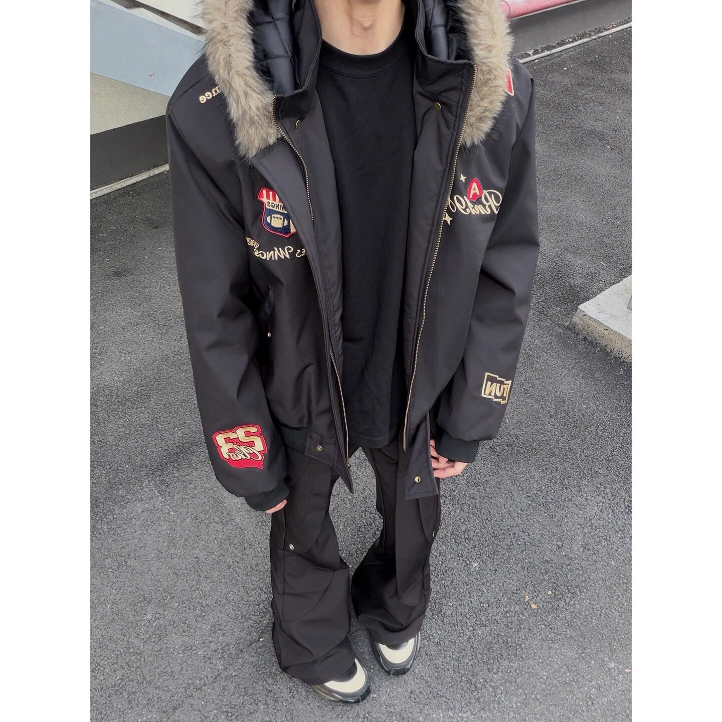 网图美式复古刺绣徽章座山雕棉衣外套男女冬季夹克YG175-特P98,男装夹克,星座1007（原301D）
