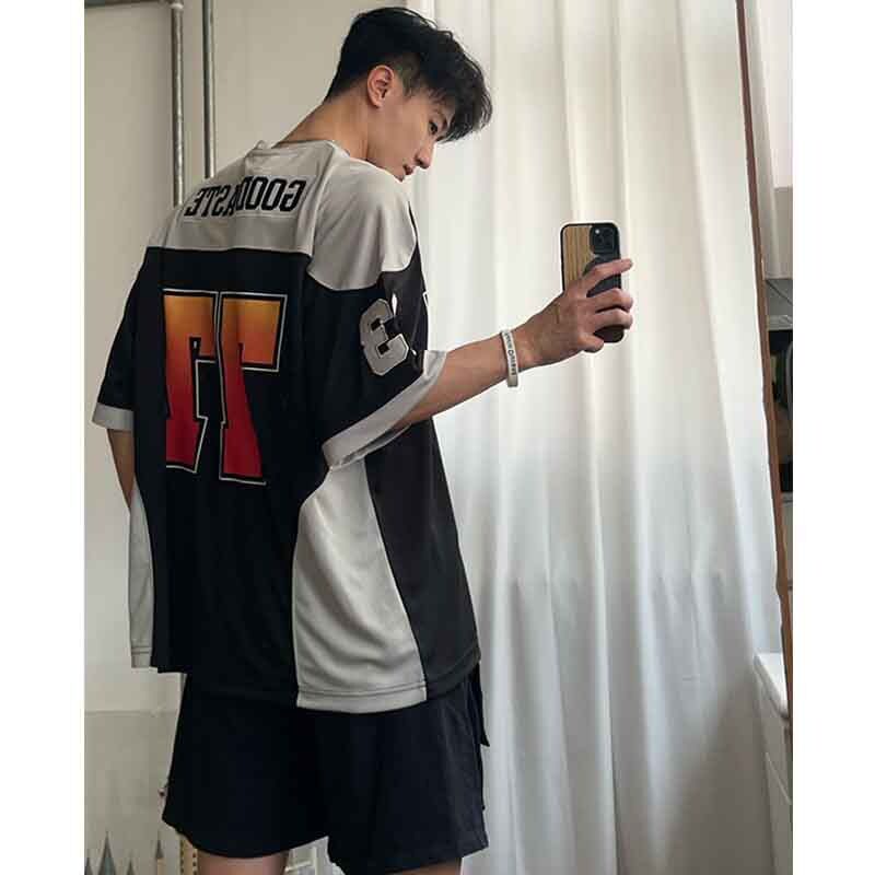 美式户外运动复古运动时尚透气拼接撞色短袖t恤RT87-特P42,男装T恤,星座1007（原301D）