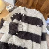 软糯水貂绒条纹撞色毛衣女秋冬季宽松针织衫M576特P-50，男装针织衫/毛衣，星座1007（原301D）