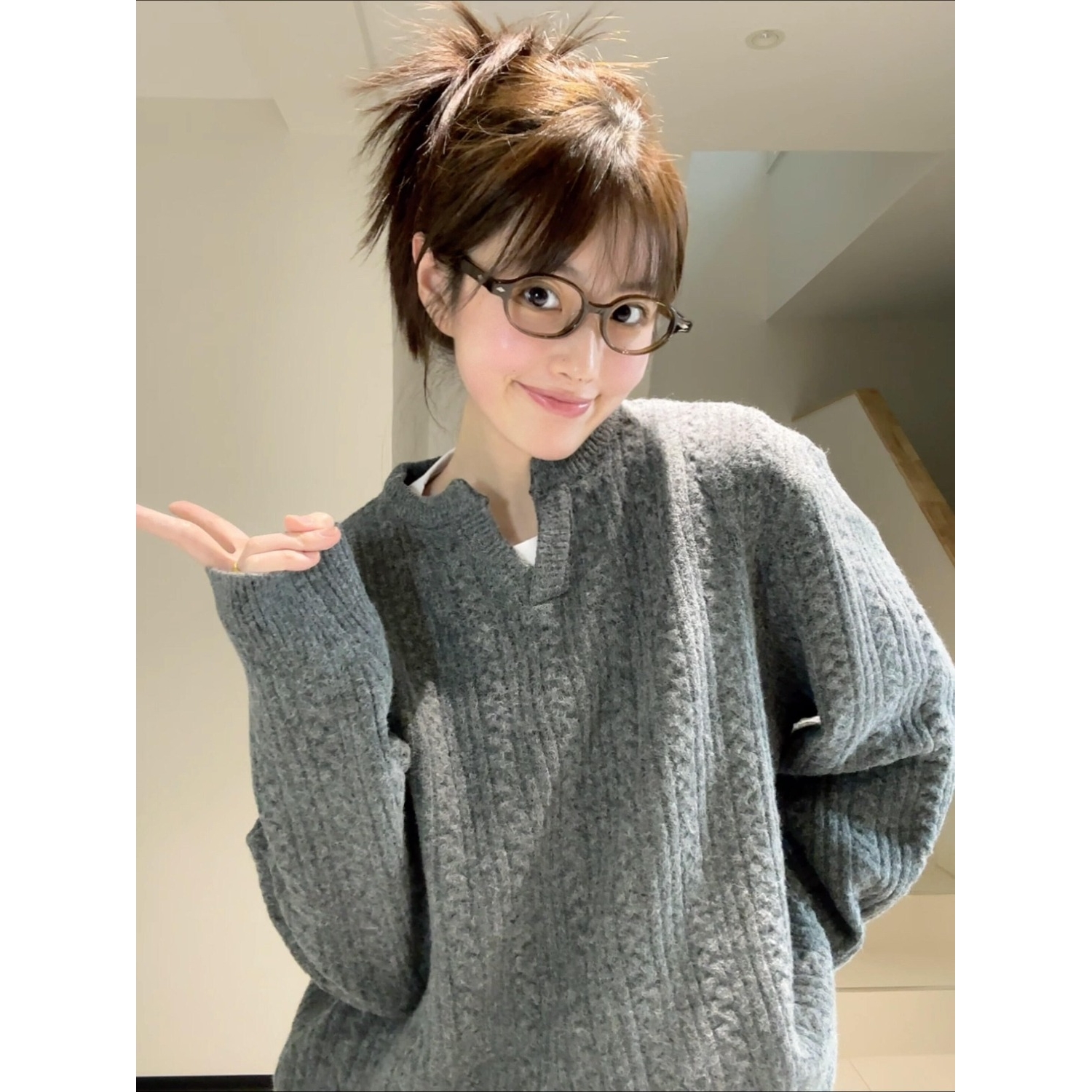 美式v领毛衣男秋冬高级感简约休闲慵懒麻花纹针织衫M5308-特P55，男装针织衫/毛衣，星座1007（原301D）