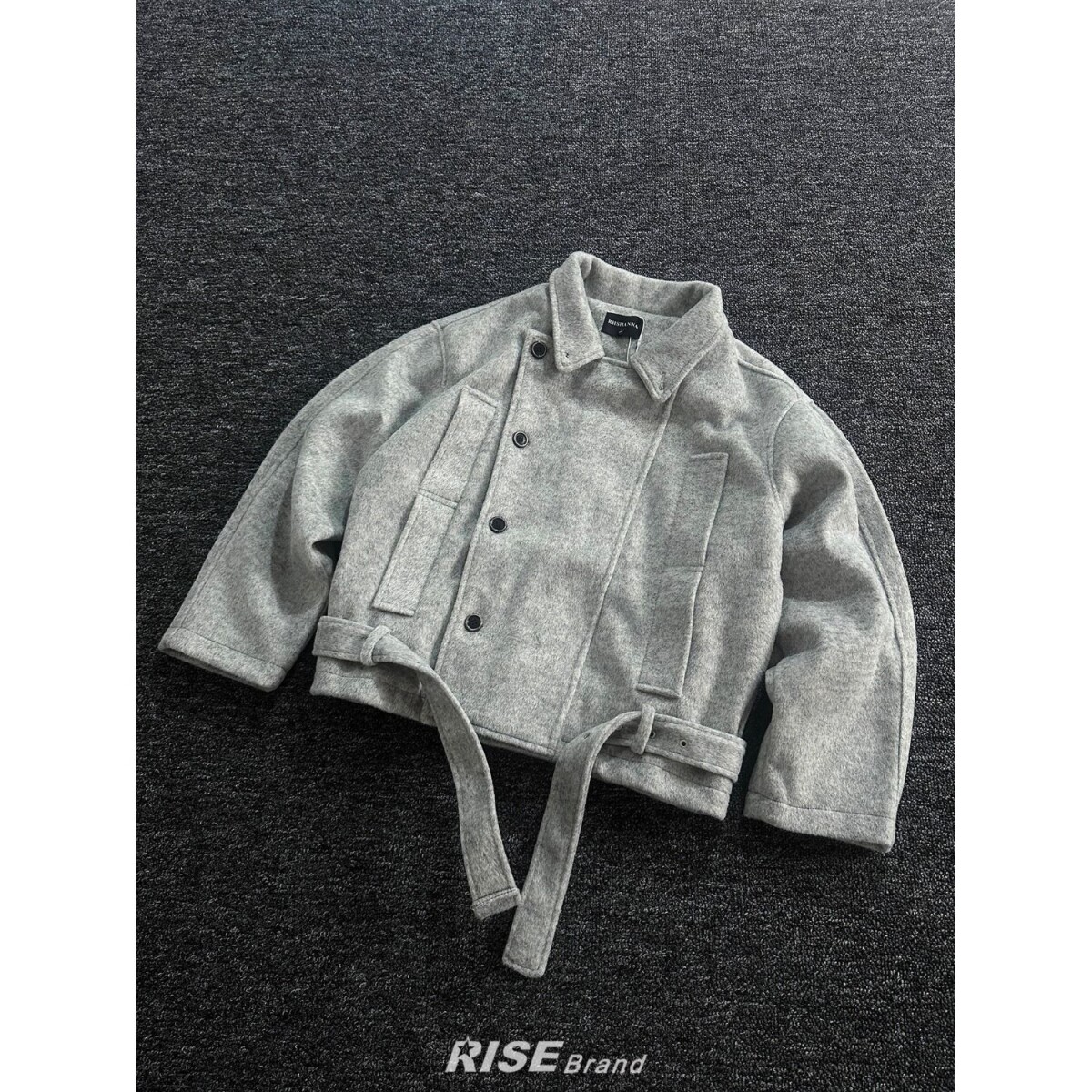 中古风立领羊毛夹克男双排扣绑带短款毛呢外套TB1052-特P85,男装夹克,星座1007（原301D）