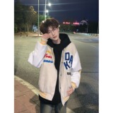 网图植绒刺绣棒球服皮袖夹克外套男女春秋新款宽松上衣NA501特P65，男装夹克，星座1007（原301D）
