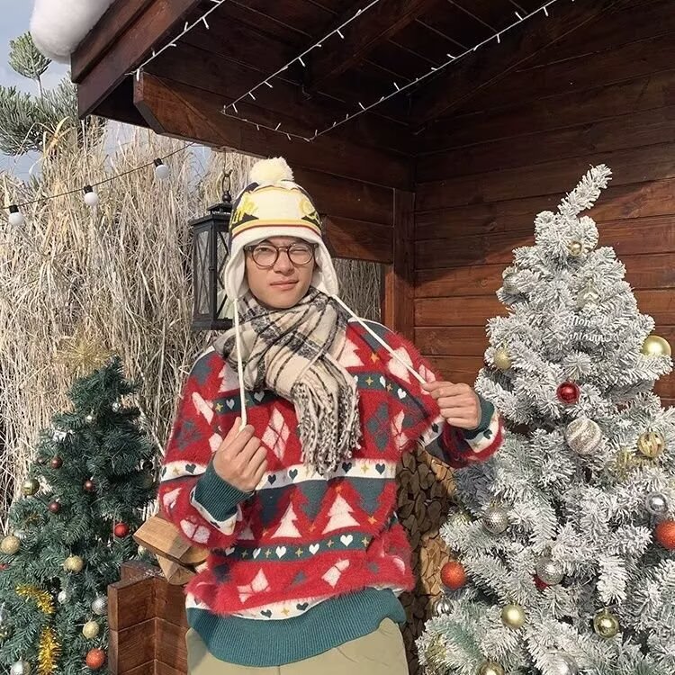 网图圆领糯叽叽仿貂毛加厚圣诞毛衣男女线衣YM018-特P50,男装针织衫/毛衣,星座1007（原301D）