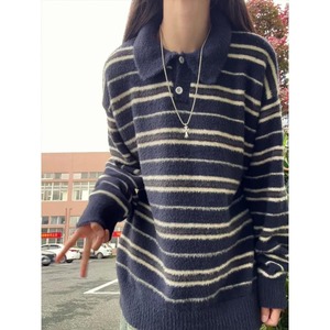 网图红色海马毛毛衣男撞色翻领条纹针织衫美式毛线衣RZ08-特P55，男装针织衫/毛衣，星座1007（原301D）