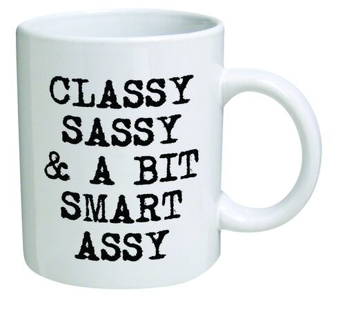 ins 网红classy sassy a bit smart assy文字印花马克美式咖啡杯