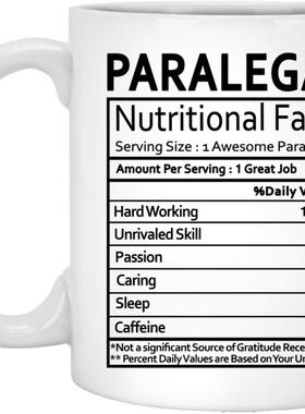 ins网红美式律师助理Paralegal Nutritional Facts陶瓷咖啡马克杯