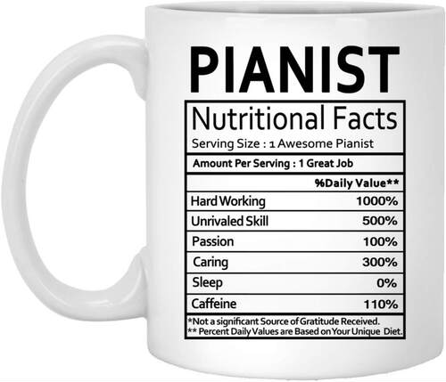 ins网红美式创意钢琴家Pianist Nutritional Facts陶瓷咖啡马克杯