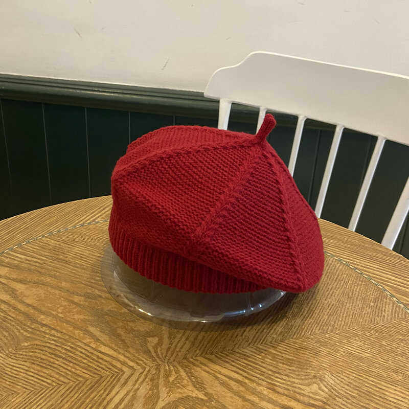 麻花纹针织贝雷帽女春秋文艺南瓜帽学生时尚百搭画家帽子青年街头