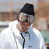 毛线帽女个性 潮帽酷时尚 针织帽男滑雪游玩保暖眼镜飞行帽套头帽