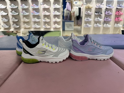 斯凯奇男女童鞋25夏款网面一脚蹬纽扣休闲运动鞋405309L 303975L