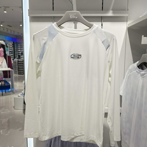 Skechers斯凯奇儿童长袖T恤2025新款秋男童休闲运动上衣 P325B010