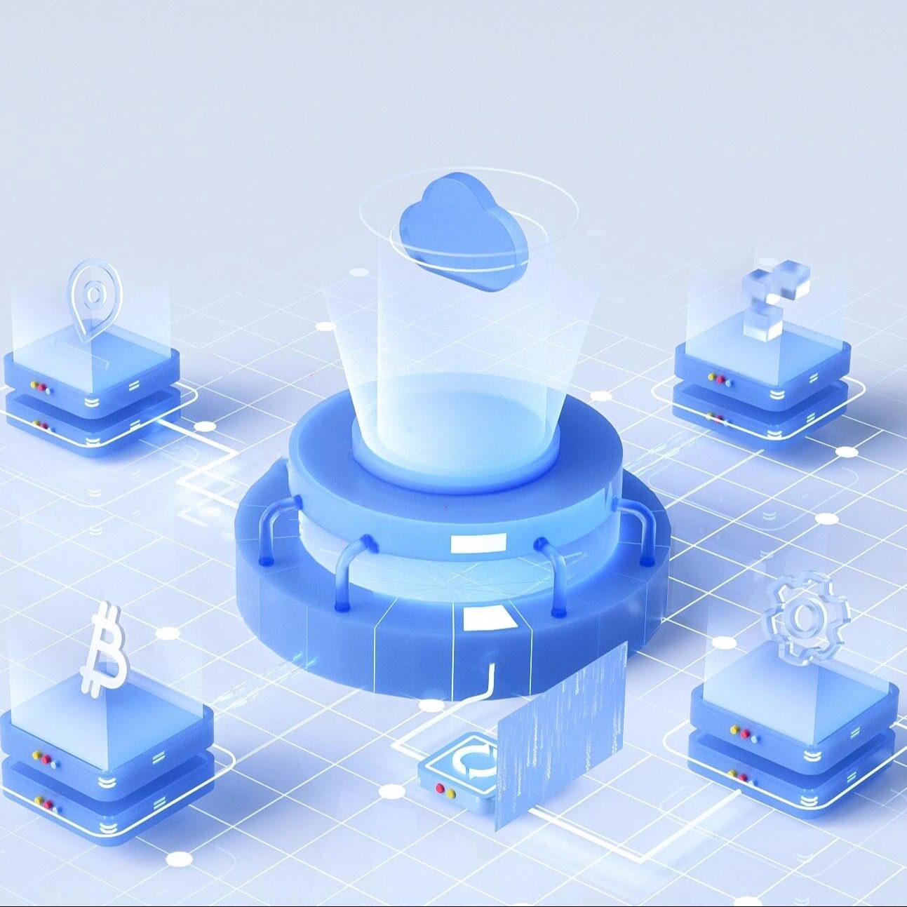 玻璃拟物c4d微软风格区块链科技感网页3d场景工程oc材质源文件