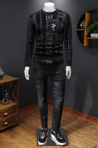 3921 冬季新款狮子图案提花加厚水貂绒保暖毛衣 P140 控价238图片