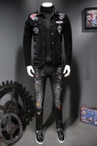 7126冬季新款潮男个性翻领羽绒服个性徽章刺绣白鸭绒外套P315，男装羽绒服，钱塘2010-1