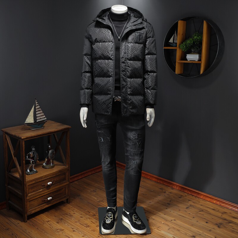 7400冬季中长款羽绒服男白鸭绒连帽休闲保暖外套P380控价498起,男装羽绒服,钱塘2010-1