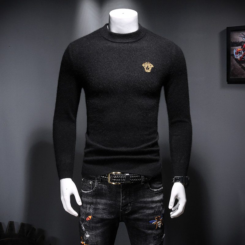 2540 冬季新款加厚澳洲山羊绒保暖休闲美杜莎刺绣毛衣 P220(M-4XL图片