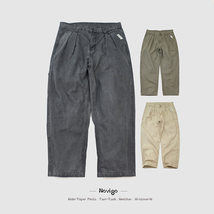 CHINO 罕见粗颗粒帆布 重磅厚肉 新款 长裤 NOVIGO 宽阔版 仓敷谷染