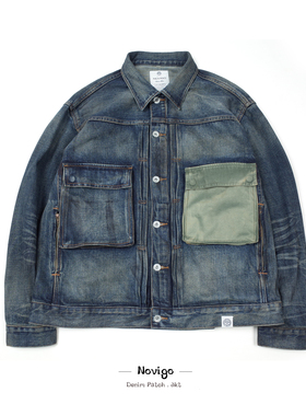 大热!NOVIGO DENIM PATCH.JKT精细手工擦色正统剪裁洗水牛仔夹克