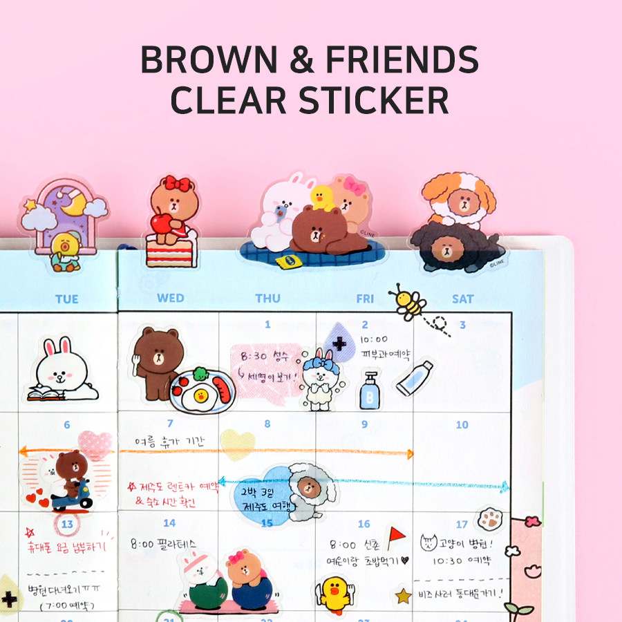 韩国LINE FRIENDS可爱布朗熊手机电脑笔记本手账创意装饰贴画贴纸