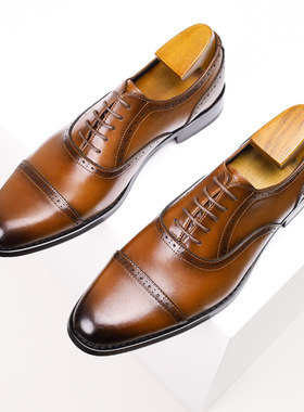 Blok carved men leather shoes made of genuine leather男皮鞋