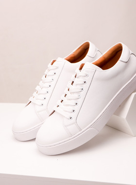 Large leather men thick soled white sports shoes真皮小白鞋男