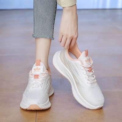 Breathable women lightweight white shoes with mesh女白网面鞋