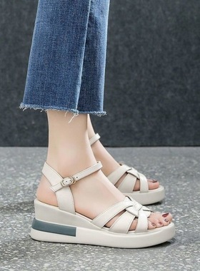 Roman thick soled sandals for women罗马厚底凉鞋女夏季松糕鞋