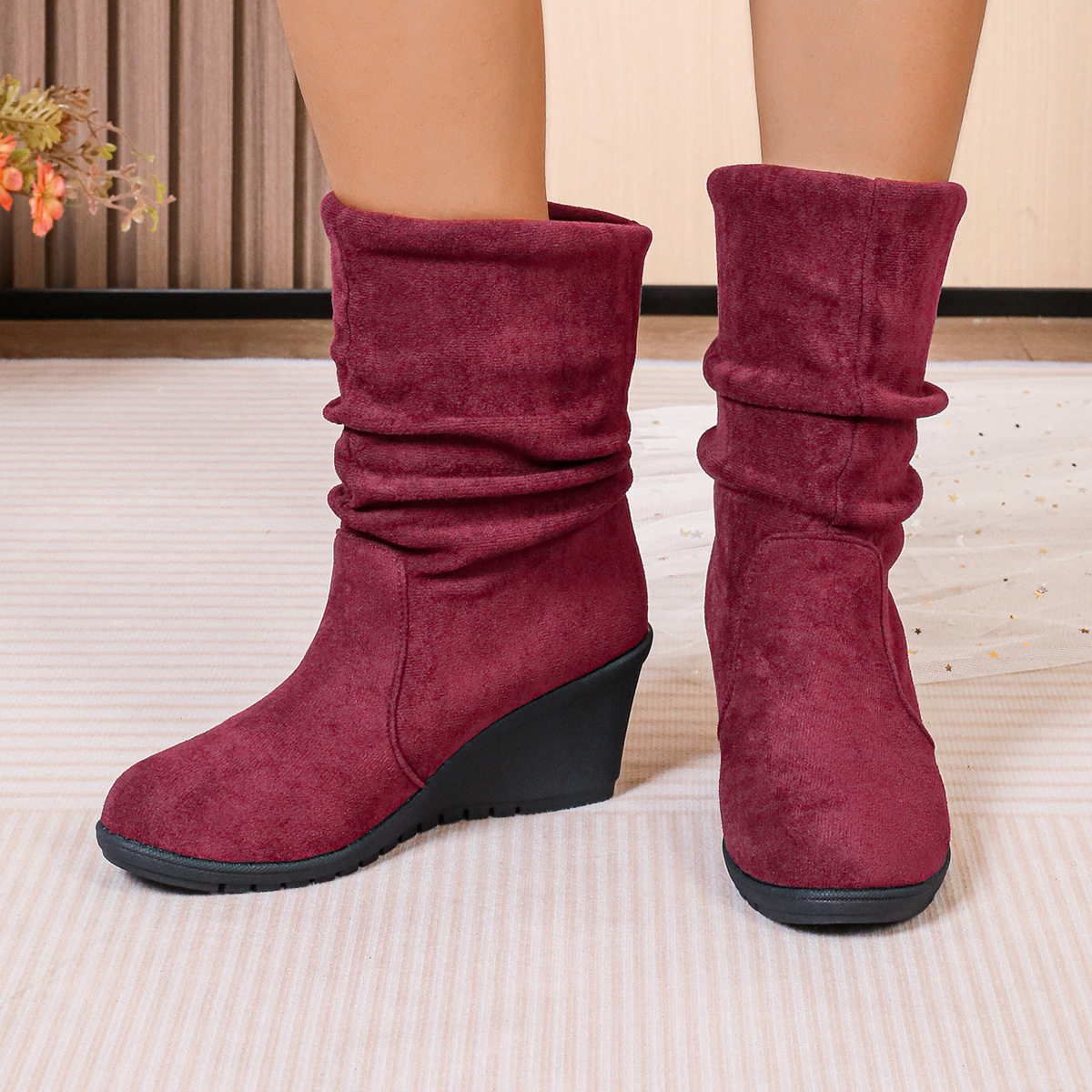 Women's plus size stacking boots fashion boots女大码堆堆靴