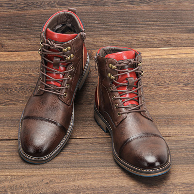 Large men's leather boots, workwear, high top Martin boots
