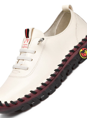 Women's handmade stitched soft soled mom shoes女手工缝线鞋