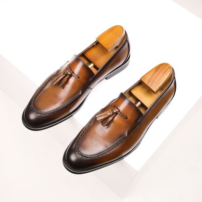 LeFu shoes men's genuine leather leather shoes in large size